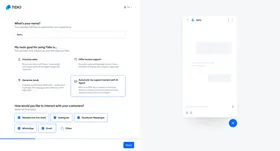 Tidio onboarding — selecting customer channels