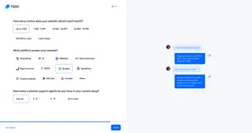 Tidio onboarding — website traffic, platform, and team size